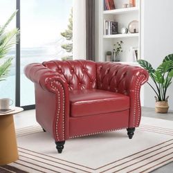 Red Faux Leather Sofa Chair
