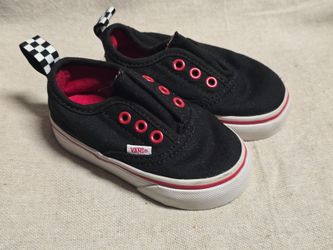 Vans Toddler Slip-On Sneakers Black Red size 4