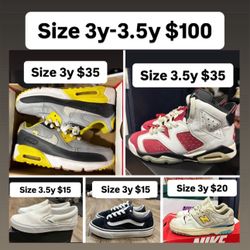Jordan’s Nikes New Balance Vans Size 3y 3.5y 