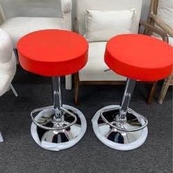 Assembled New 2 x PU Leather Hydraulic Lift Adjustable Counter Bar Stool Dining Chair 