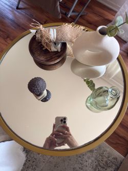 Gold Round Mirrored Side Table