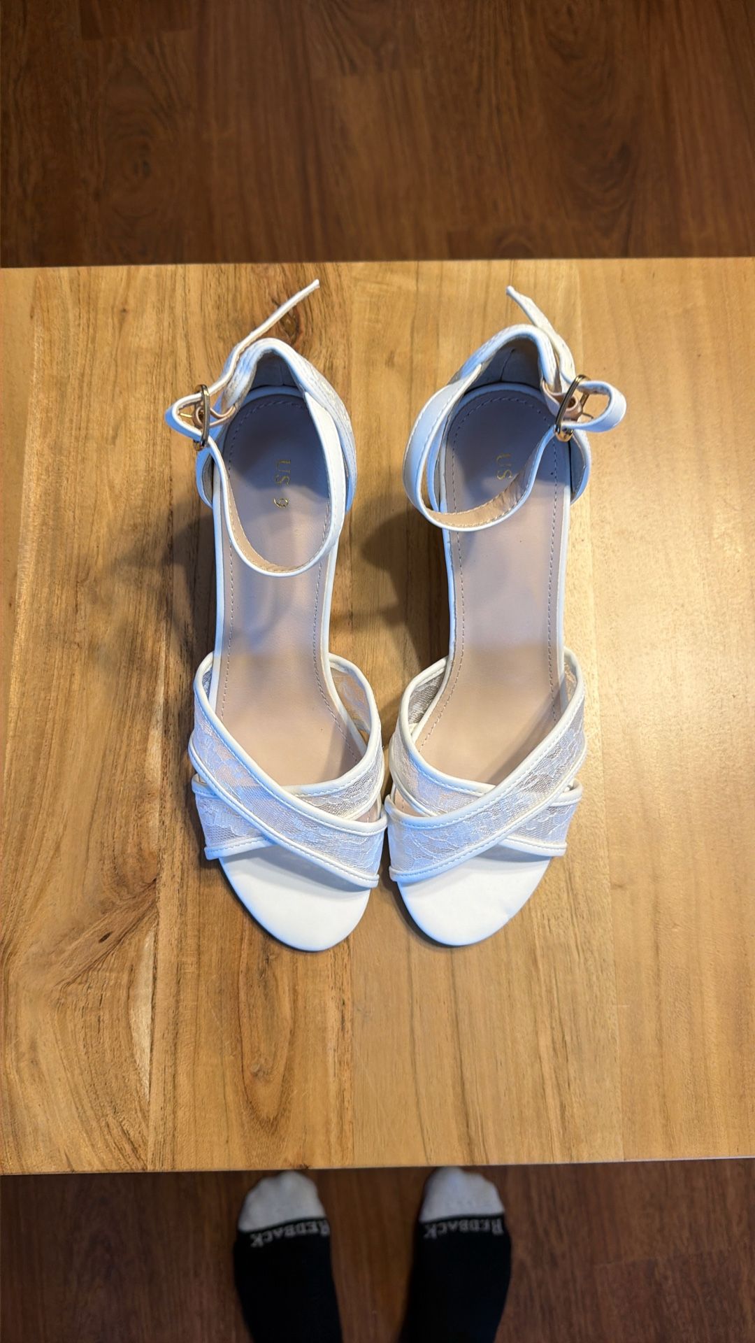 Allegra K, White Lace Wedge, Size 9