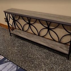 70.9-Inch Narrow Sofa Table, Industrial Long Sofa Table Behind Couch, Entry Console Table with Storage for Entryway, Living Room, Foyer, Unique Design