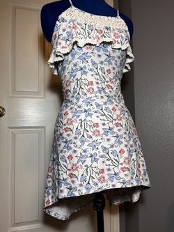 White And Blue Foral Dress