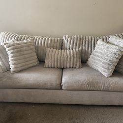 Grey Polyester Love Seat And Coach 