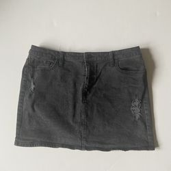 Black Denim Mini Skirt