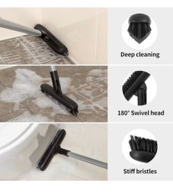 MR.SIGA Heavy Duty Grout Scrub Brush with Long Handle Shower Floor Scrubber for Cleaning, Tile Scrub Brush with Stiff Bristles