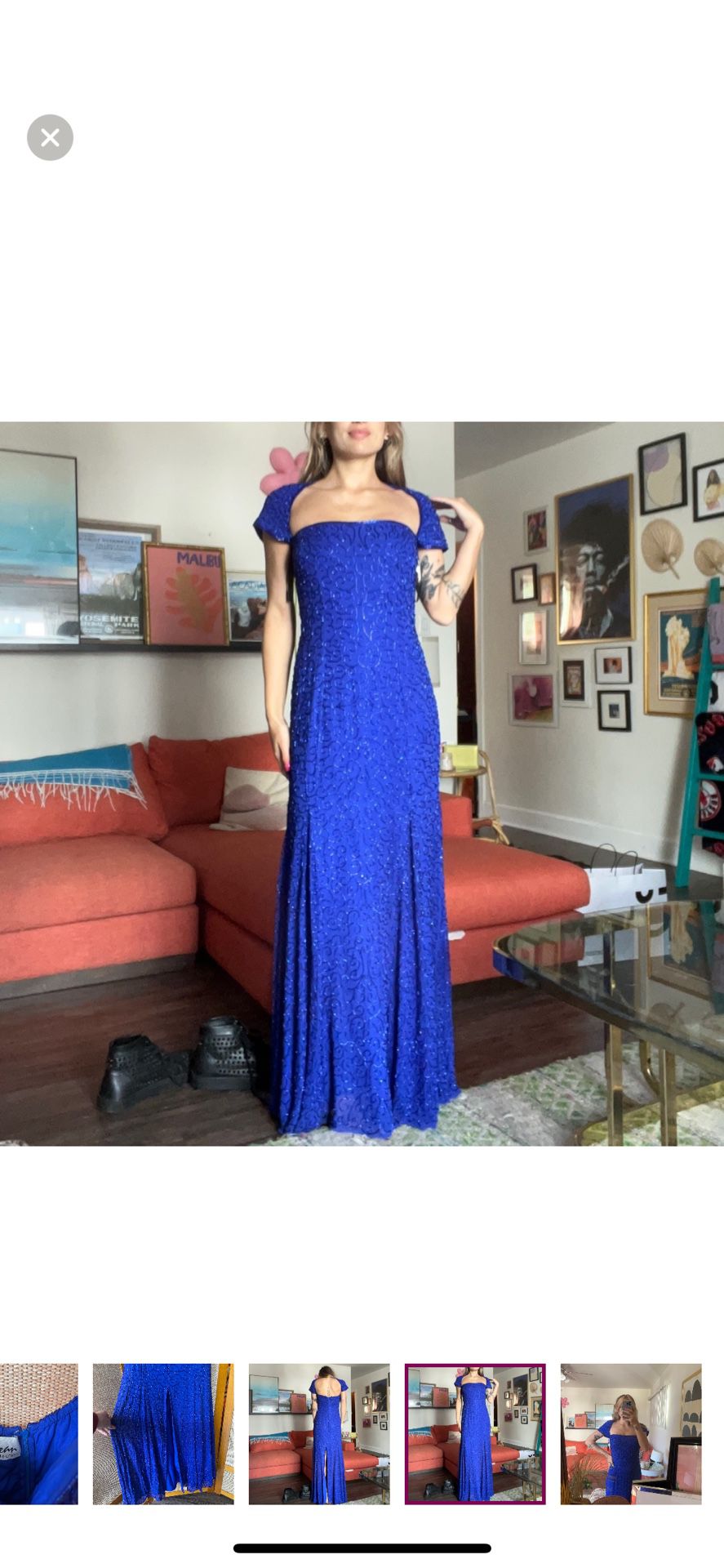 Royal Blue Beaded Prom Dress 
