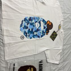 BAPE Baby Milo White & Blue Shirt – Size Small – Brand New