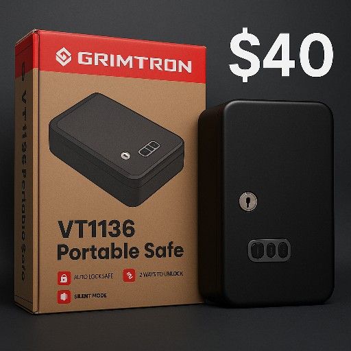 🔐 Grimtron VT1136 Portable Safe – NEW – Biometric + Key Access
