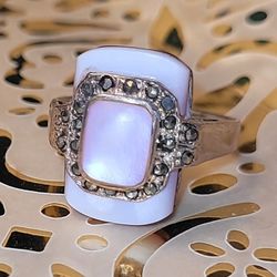 Vintage New MOP 935 Sterling Silver Ring SZ 9.75