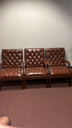 3 Leather Lounge Chairs