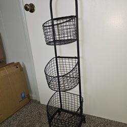 Black Three-Tiered Wire Basket