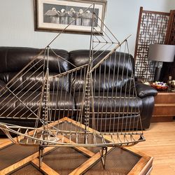 Stunning MCM 20th Century Brass Galleon Ship by Curtis Freiler & Jerry Fels, 1970s 