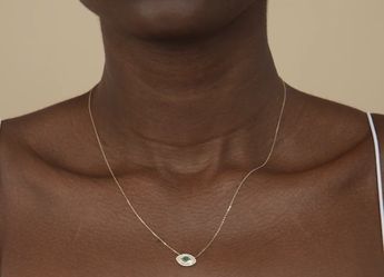 Evil Eye Diamond Necklace 14k Gold