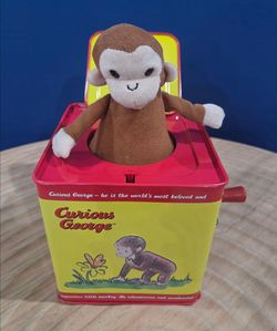 Curious George Musical Jack in the Box Plush Monkey Pop-up Cube 5.5"×5.5"