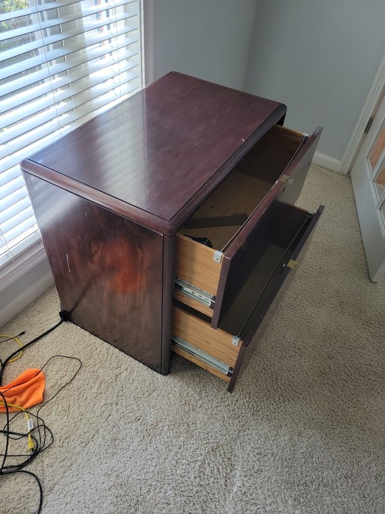 2 Used Wood File Cabinets 