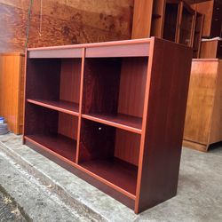 Vintage Danish Mid Century Modern Wide Cherry Bookcase