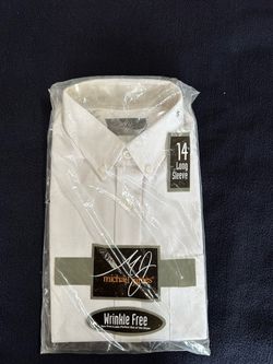 Michael James wrinkle free white shirts long sleeve size 14