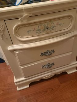 Cream French Provincial Dresser with Floral Detail