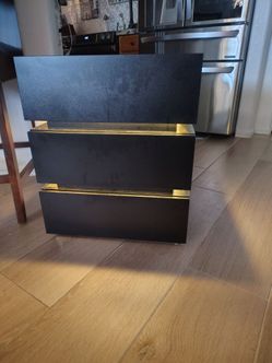 Black 3-Drawer Dresser with Gold Accents