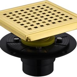 Luxier 6 in. x 6 in. Stainless Steel Square Shower Floor Drain in Brushed Gold, FD01-6-TG