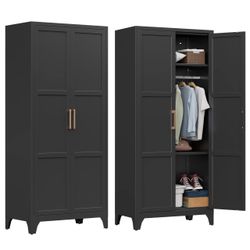 Delivery – Black Metal Wardrobe Cabinet 71” – Like New