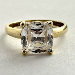 14K Gold Cushion Cut CZ Ring Size 8.5