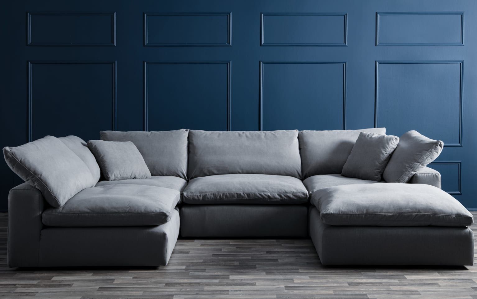 Dream Gray 131'' 4 Piece Modular Sectional with 2 Armless Chairs 1  corner piece