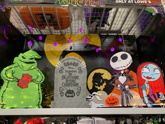 Nightmare Before Christmas - FLAT-TASTICST LIGHTED YARD DÉCOR 4ft Wide And Oogie Boogie 3 Ft Tall  (  Not Animatronic  )