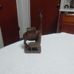 Vintage Hand Carved Wood Lama 