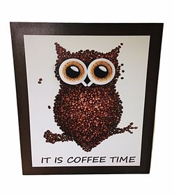Brand New Coffee Owl Canvas For Home Decor