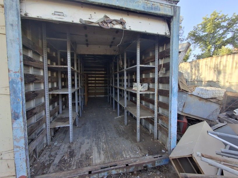 24 Ft Connex, Storage Shed, Aluminum.  Roll Up Door