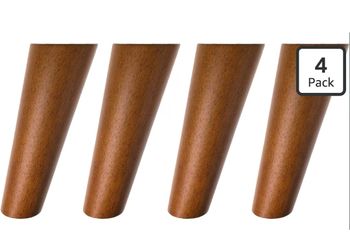 4 Pack 6” Solid Wood Furniture Legs – Walnut Finish – Sofa Couch Table Replacement