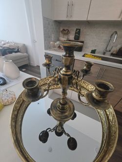 Vintage Gold 5-Arm Candelabra Centerpiece