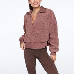 VS PINK  Fleece Cropped Small Half Zip Sherpa 