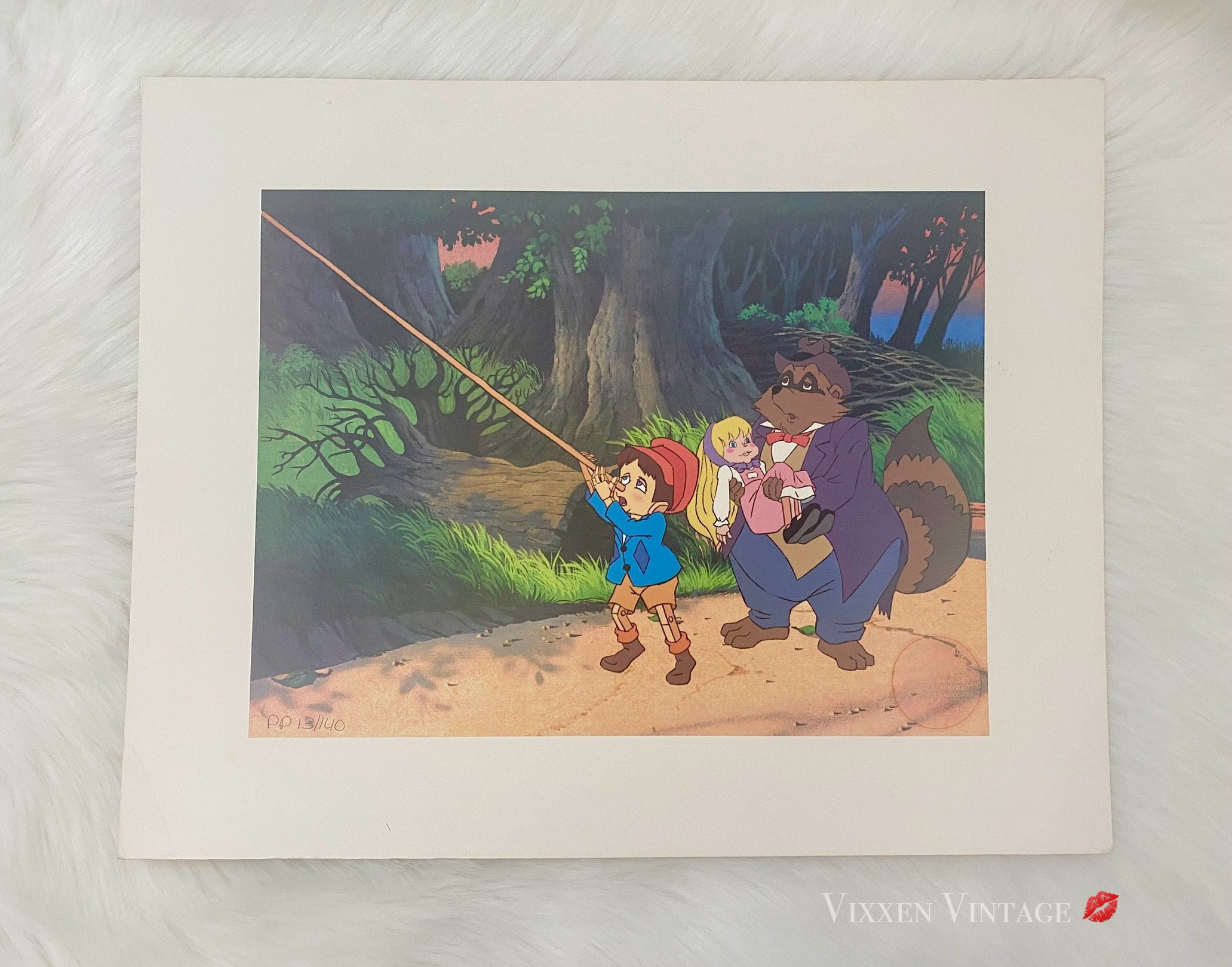 VINTAGE 1980'S FILMATION "PINOCCHIO AND THE EMPEROR OF THE NIGHT" LITHOGRAPH
