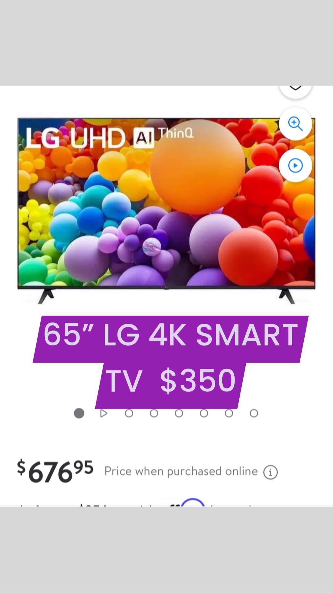 65” LG 4K SMART TV $350