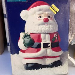 Vintage 90's Oggi St.Nick Santa Claus Holiday Ceramic Cookie Jar Christmas