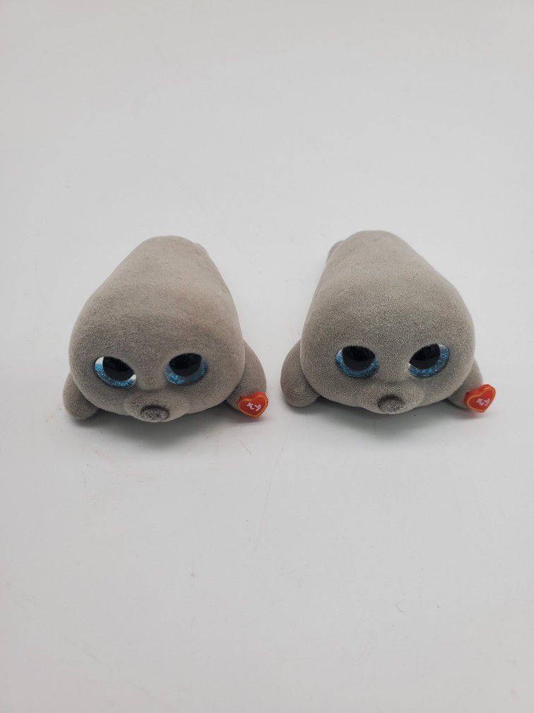 ( 2 ) Ty Beanie Mini Boo ( Neal ) the Grey Seal 2 inches Series 3 Collectible