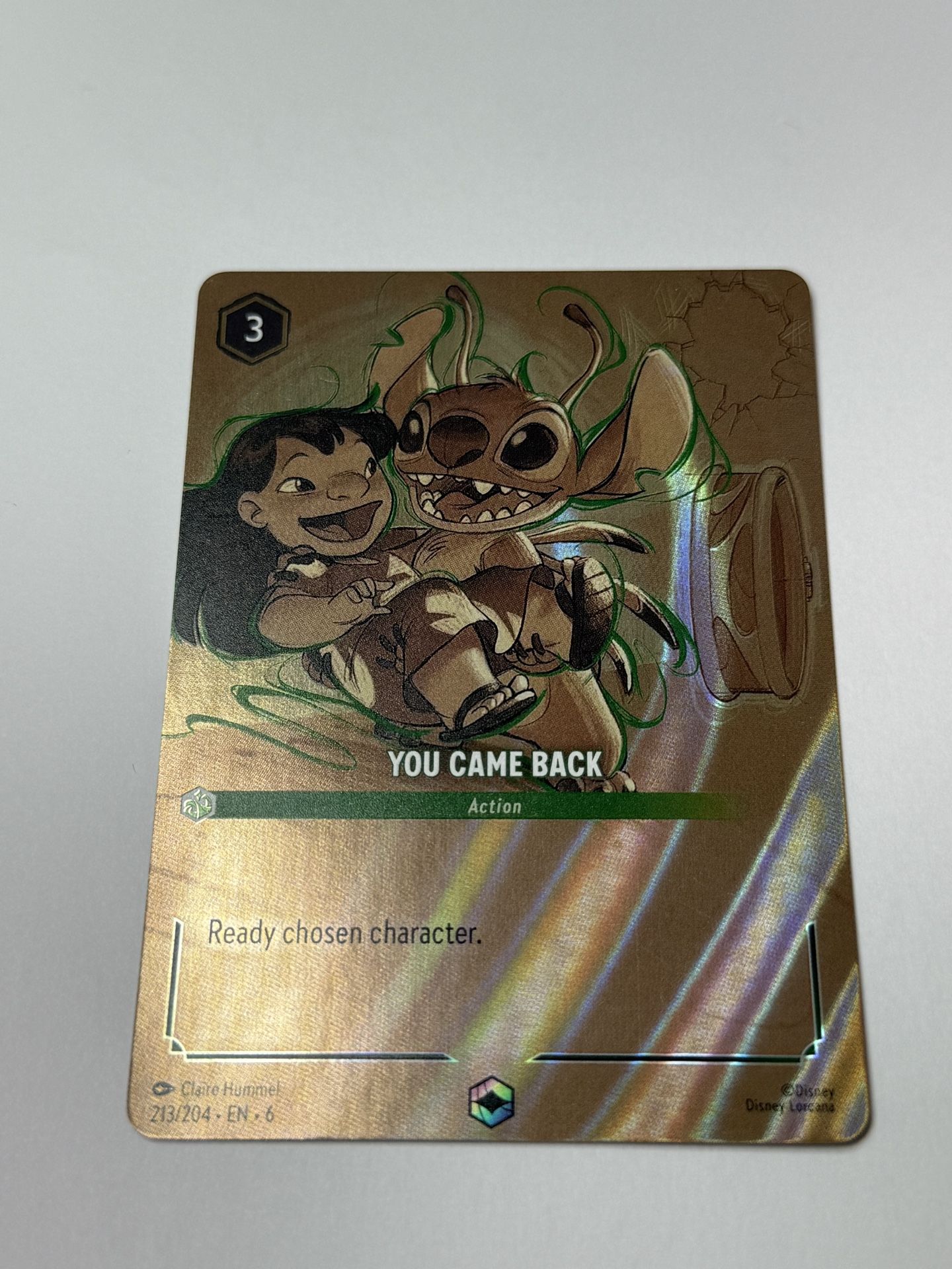 You came back disney lorcana enchanted card stitch 213/204