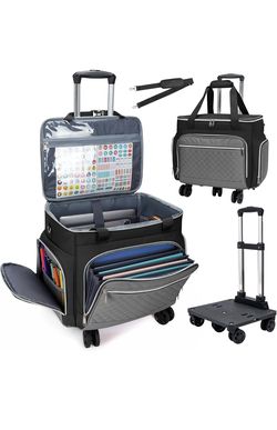 Rolling Teacher Tote Bag with Accordion File Organizer