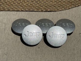 2007-15 Silver JEEP Grand Cherokee Wrangler Wheel Jeep Compass Center Cap OEM SET of ( 5 )