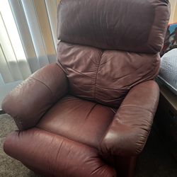 Real Leather Love Seat & Leather Chair 