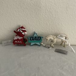 New Hallmark Dad Star Hobby Lobby Cardinal & Unicorn Christmas Ornament Lot Of 3