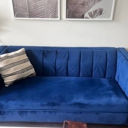 Nebraska Velvet Blue Couch/Couch