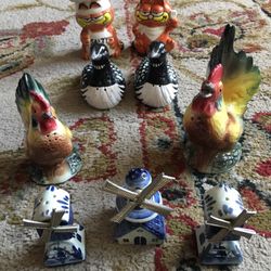 Vintage handpainted ceramic salt and pepper shakers