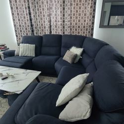 Large Navy Blue Reclining Sectional