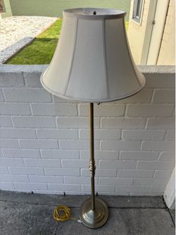 Brass pole 4-way torchiere floor lamp with white lamp shade