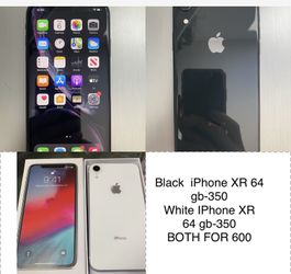 IOHONE XR WHITE AND BLACK CLEAN IMEI, IPHONE UNLOCK READY TO USE FOR ANY CARRIER 350 EACH OR BOTH FOR 600